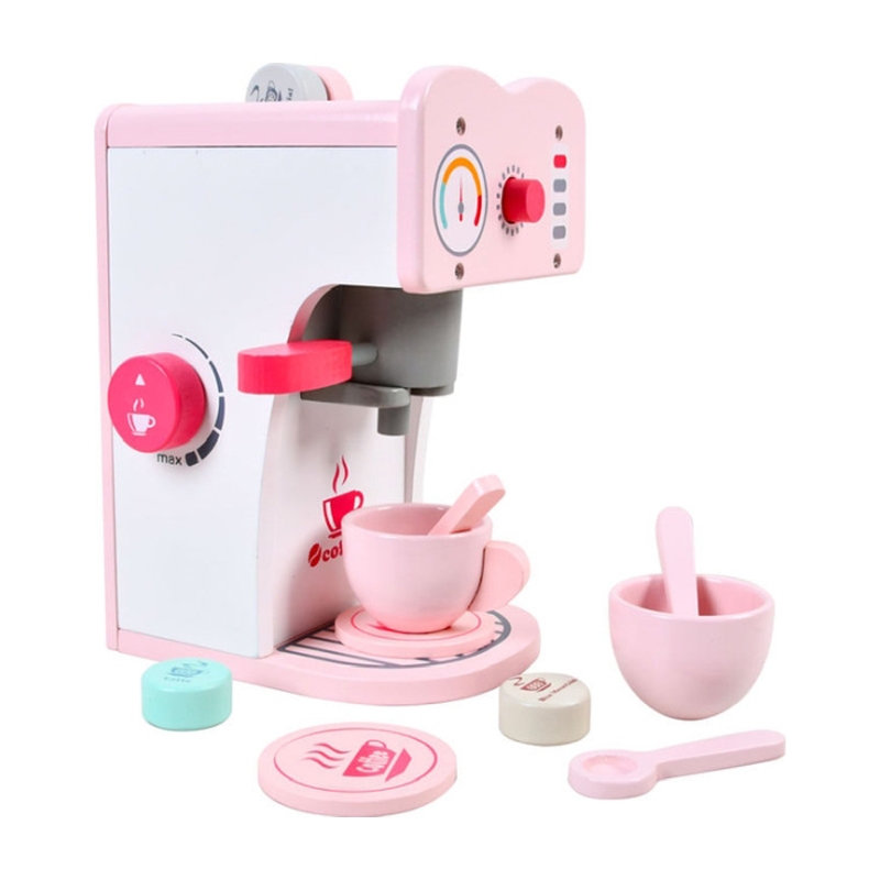 BBO drvena igračka Espreso aparat pink - 12 delova - Meda Shop
