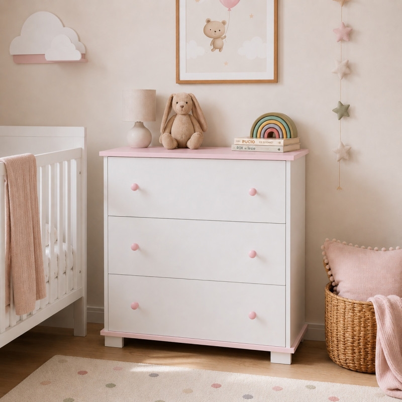 Pinewood Classic komoda za bebe Pink - Meda Shop